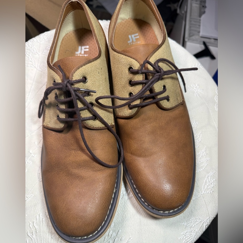 J.Ferrar Mens Size 9.5 Titus Oxford Dress‎ Shoes Brown Tan Khaki